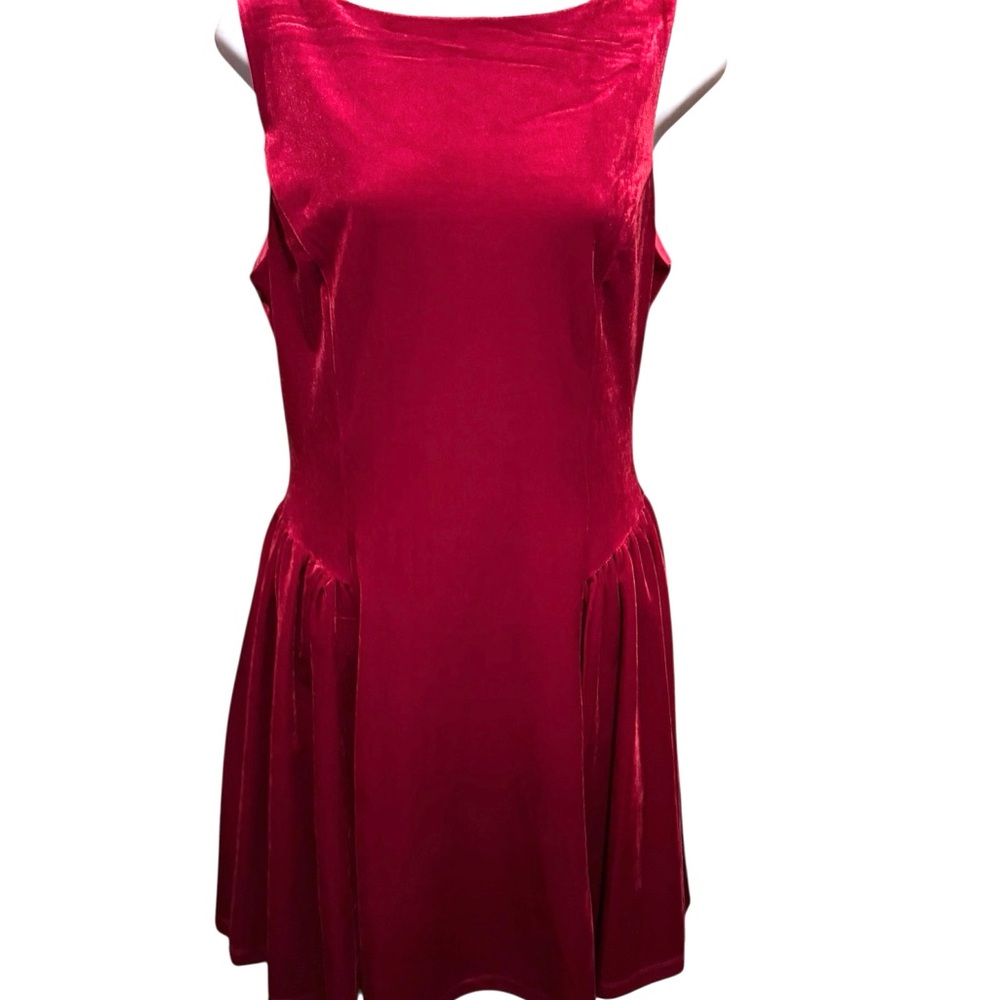 Altar'd State Vibrant Red Velvety Mini Dress, Sz M, NWT